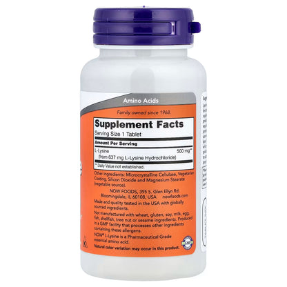 L-Lysine, 500mg - 100 tablets