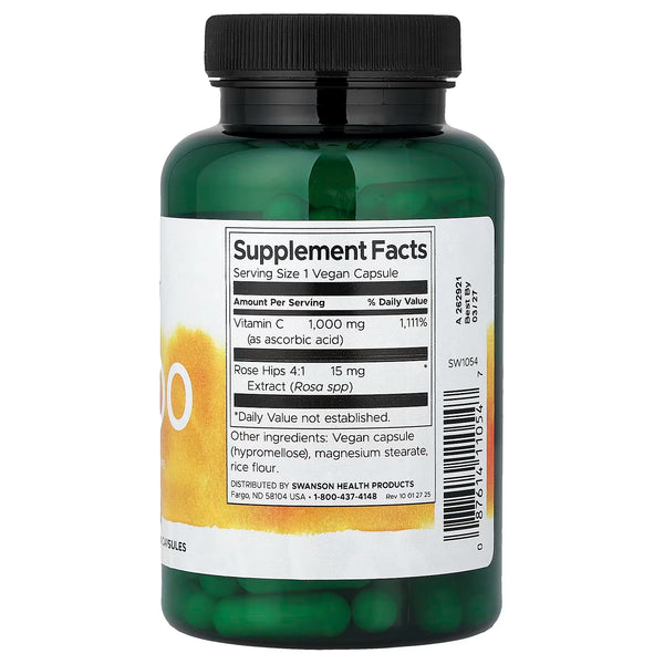 Vitamin C with Rose Hips Extract, 1000mg - 90 caps