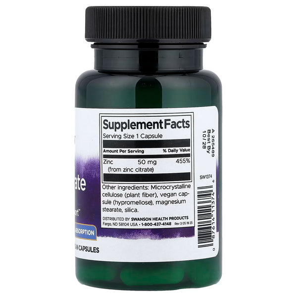 Zinc Citrate, 50mg - 60 caps