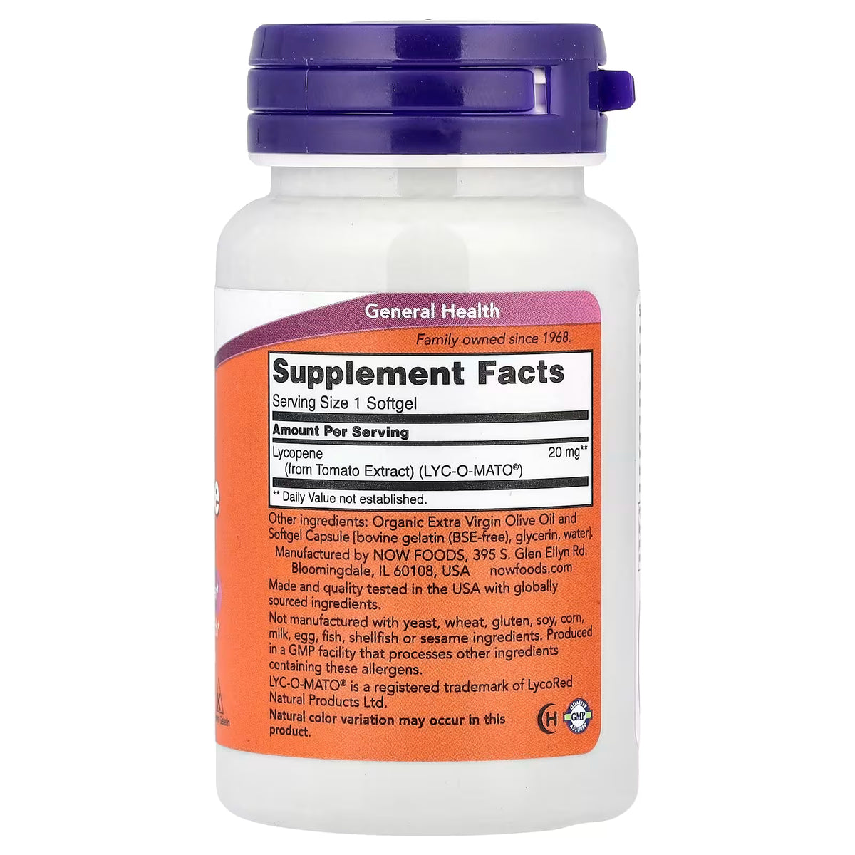 Lycopene, 20mg — 50 cápsulas blandas