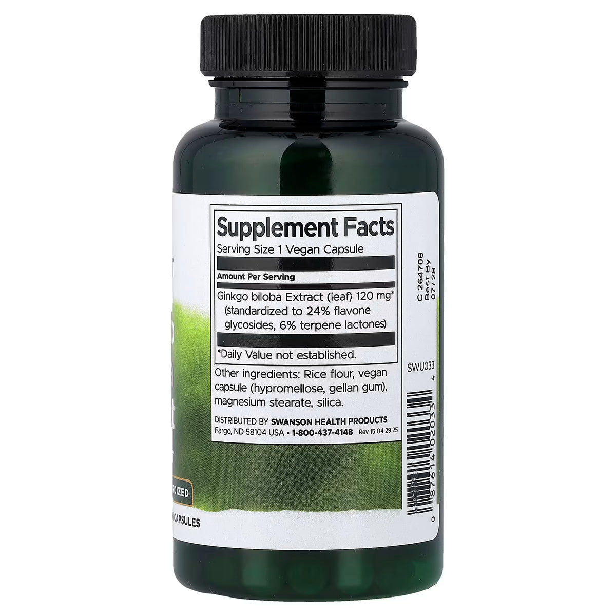 Extrait de Ginkgo Biloba, 120 mg - 100 gélules végétales