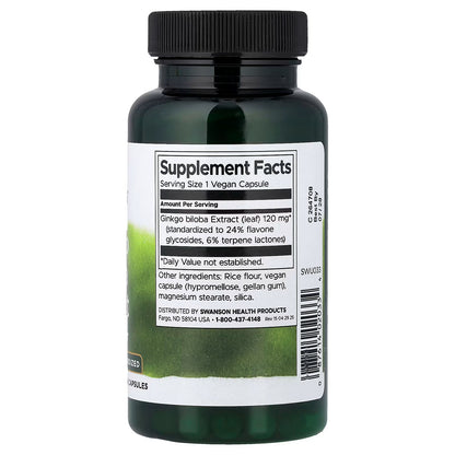Extrait de Ginkgo Biloba, 120 mg - 100 gélules végétales