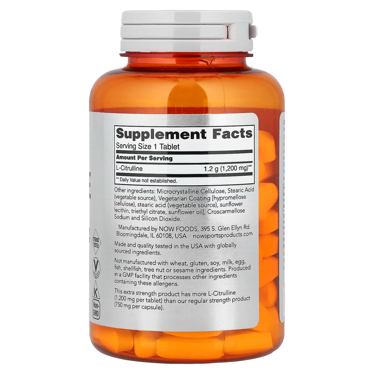 L-Citrulline, 1200mg Extra Strength — 120 comprimidos