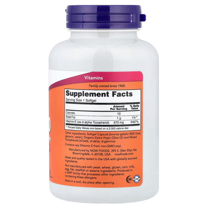 Vitamin E-1000 - Natural (Mixed Tocopherols) - 100 softgels