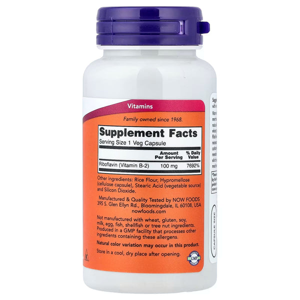 Vitamin B-2 Riboflavin, 100mg - 100 vcaps