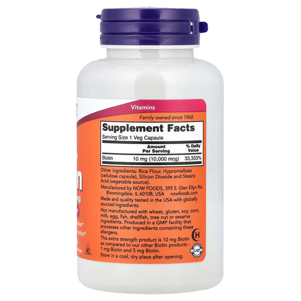 Biotin, 10mg Extra Strength - 120 vcaps