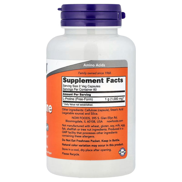 L-Proline, 500mg — 120 cápsulas vegetales