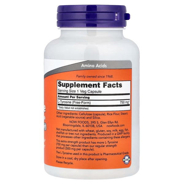 L-Tyrosine, Extra Strength 750mg - 90 vcaps