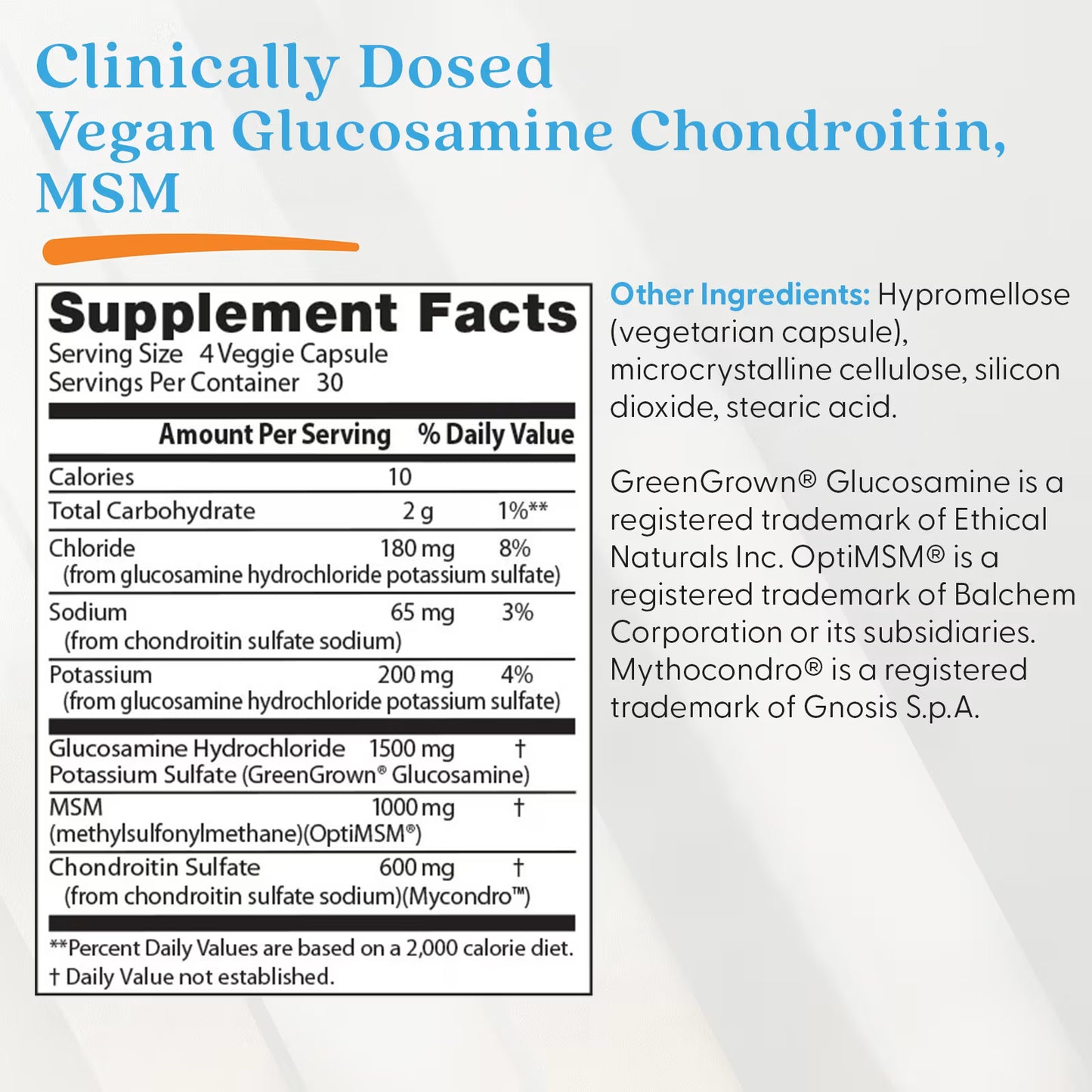 Vegan Glucosamine & Chondroitin & MSM - 120 vcaps