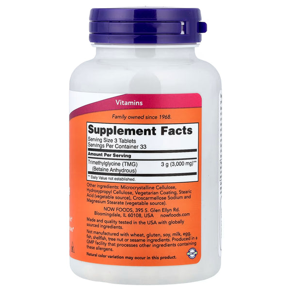 TMG (Trimethylglycine), 1000mg - 100 tabs