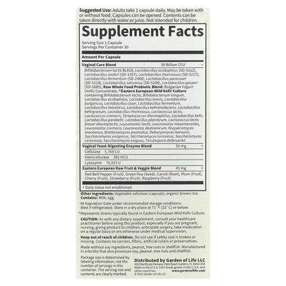Raw Probiotics Vaginal Care (Shelf-Stable) - 30 vcaps