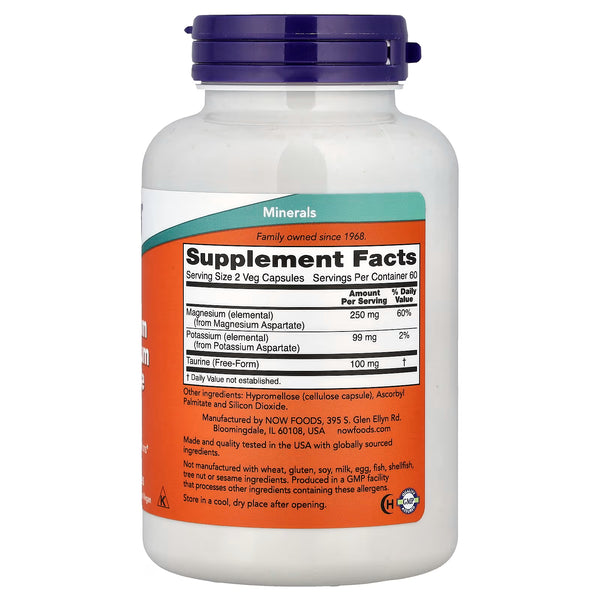 Magnesium & Potassium Aspartate with Taurine — 120 cápsulas vegetales