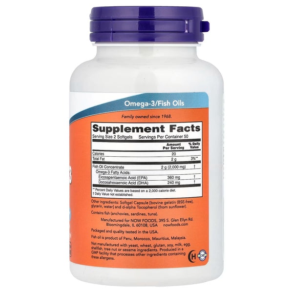Omega-3 Fish Oil, Molecularly Distilled - 100 softgels
