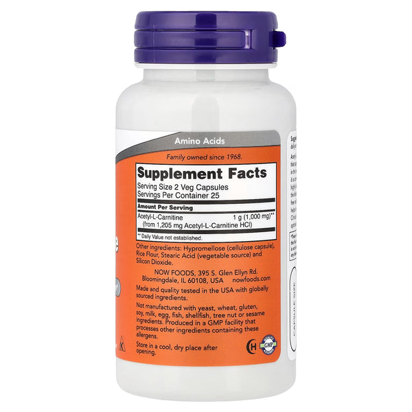 Acetyl-L-Carnitine, 500mg - 50 vcaps