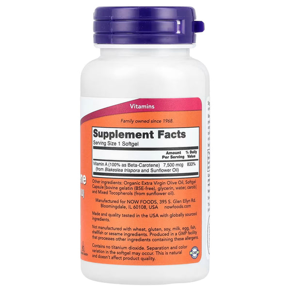 Beta Carotene Natural, 7 500 mcg (25 000 IU) - 90 softgels