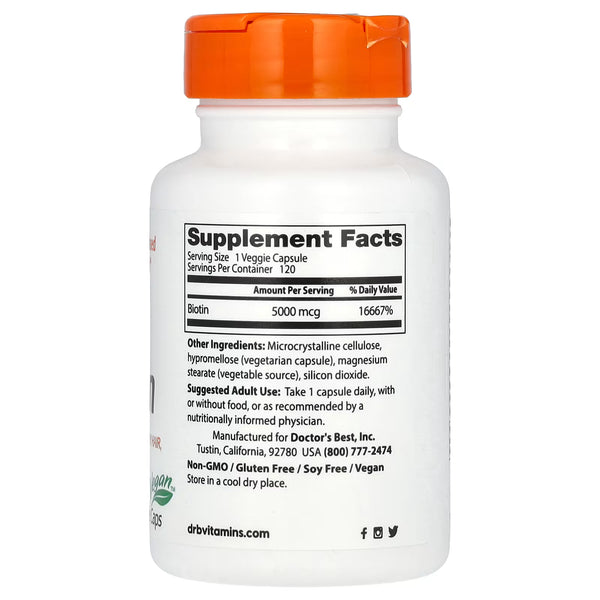 Biotin, 5000mcg - 120 vcaps