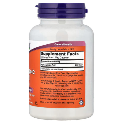 Acide alpha-lipoïque, 250 mg - 120 gélules végétales
