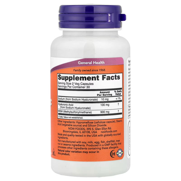 Hyaluronic Acid with MSM, 50mg - 60 vcaps
