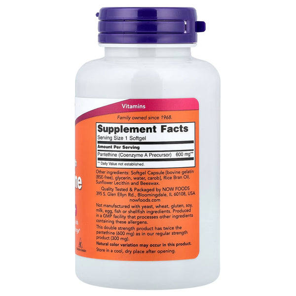 Pantethine, 600mg Double Strength - 60 softgels
