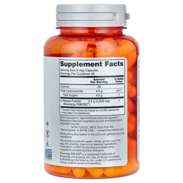 D-Ribose, 750mg - 120 vcaps