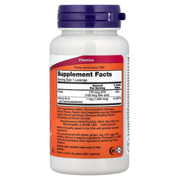 Vitamin B-12 with Folic Acid, 1000mcg - 250 lozenges