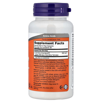 L-Carnitine, 250mg — 60 cápsulas vegetales