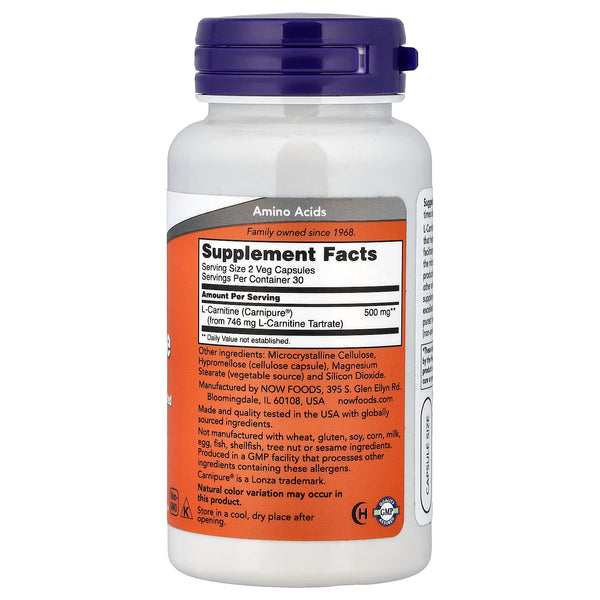 L-Carnitine, 250mg — 60 cápsulas vegetales