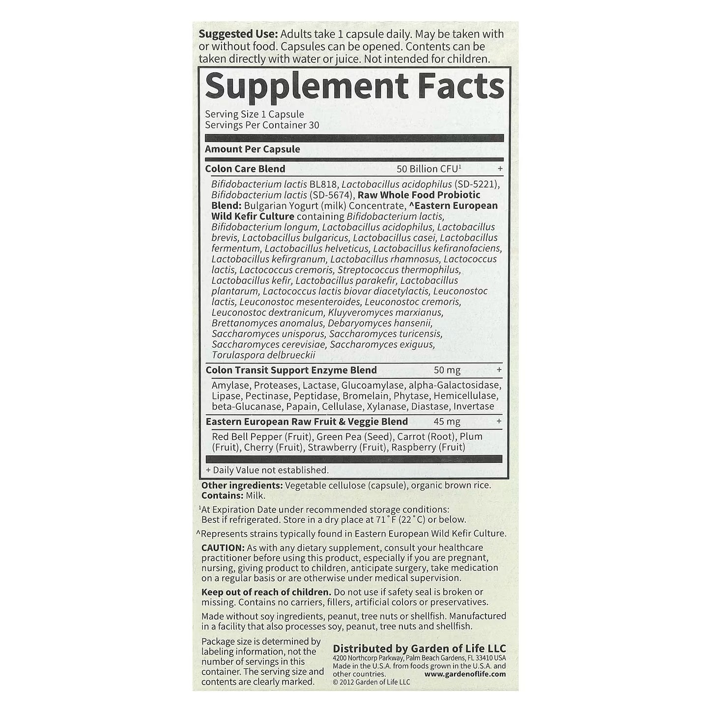 Raw Probiotics Colon Care - 30 vcaps