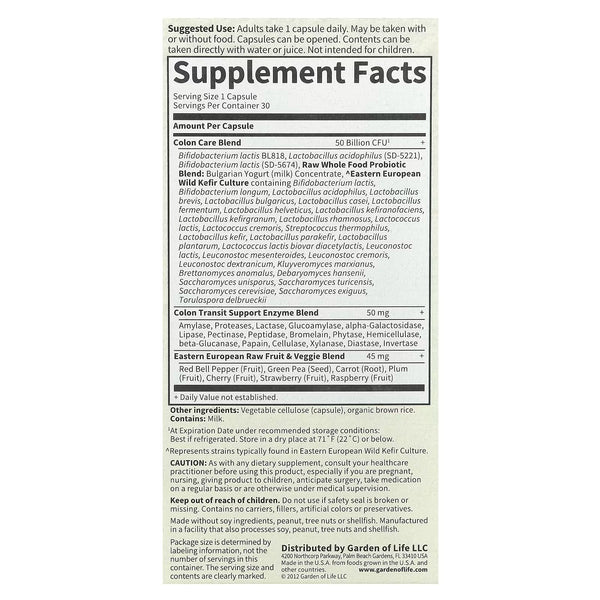 Raw Probiotics Colon Care - 30 vcaps