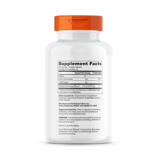 D-Ribose, 4250mg - 120 vcaps