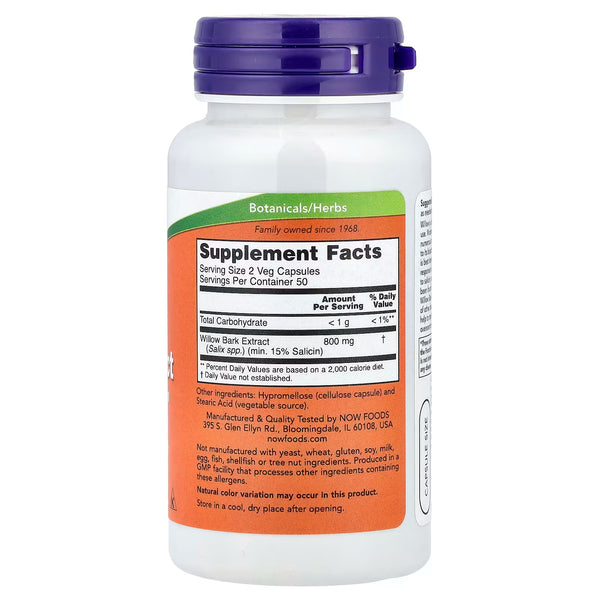 Willow Bark Extract, 400mg - 100 caps