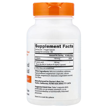 Stabilized R-Lipoic Acid, 100mg - 180 vcaps