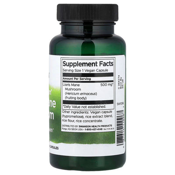 Full Spectrum Lion's Mane Mushroom, 500mg - 60 caps