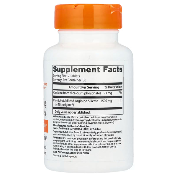 Fast Acting Arginine Complex with Nitrosigine, 750mg - 60 tablets