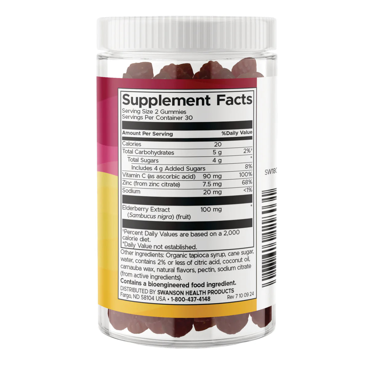 Elderberry Gummies with Zinc & Vitamin C, Lemon Raspberry - 60 gummies