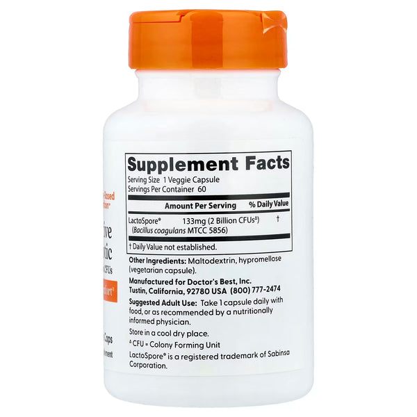 Digestive Health Probiotic 2 Billion with LactoSpore - 60 vcaps