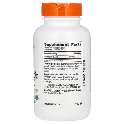 Acide alpha-lipoïque, 300 mg - 180 gélules végétales
