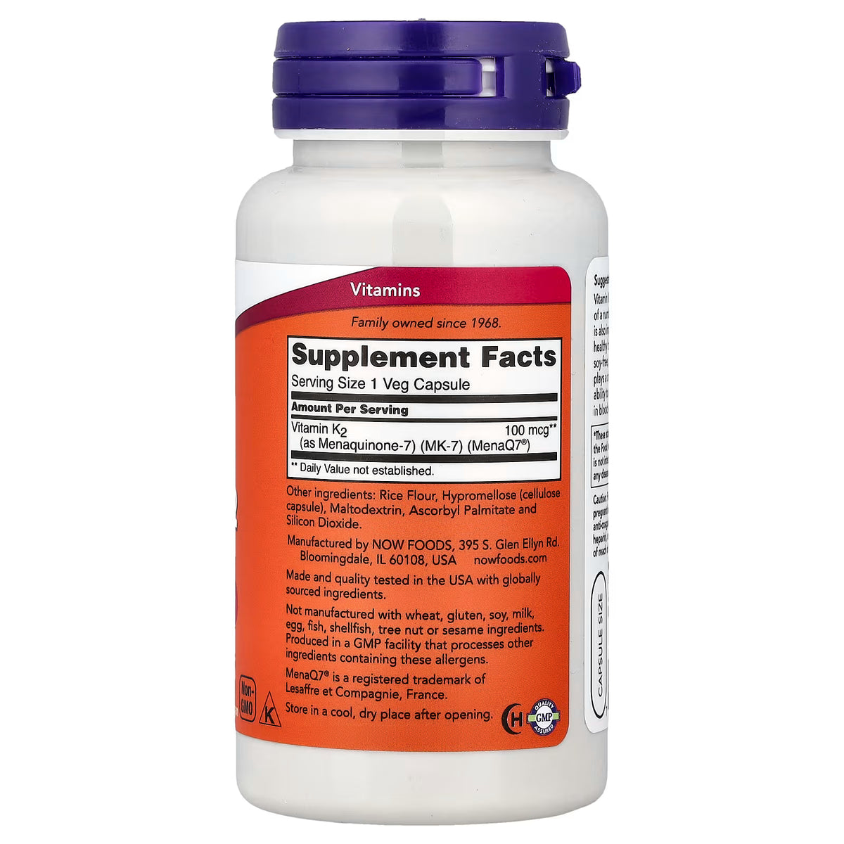 Vitamine K-2 MK-7, 100 mcg - 120 gélules végétales