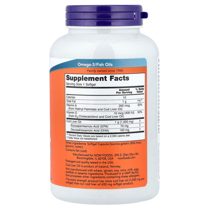 Cod Liver Oil, 1000mg Extra Strength - 90 softgels