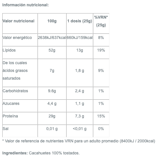 100% Peanut Butter, Crunchy - 1000g