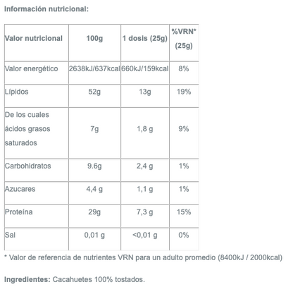 100% Peanut Butter, Crunchy - 1000g