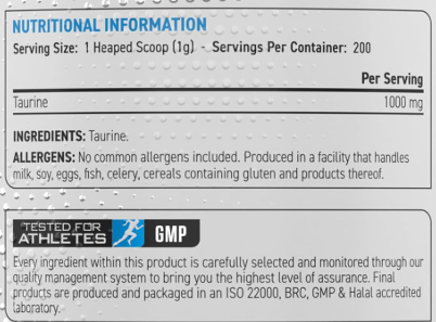 Taurine, 1000mg - 200g