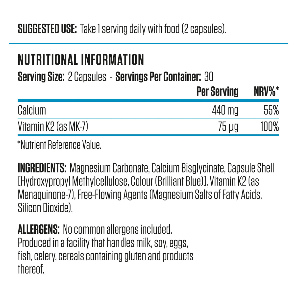 Calcium & Vitamin K2 - 60 caps