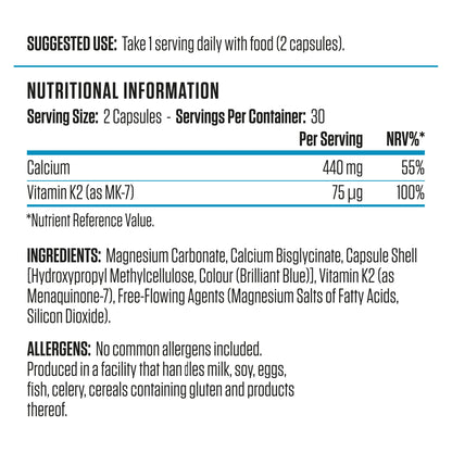 Calcium & Vitamin K2 - 60 caps