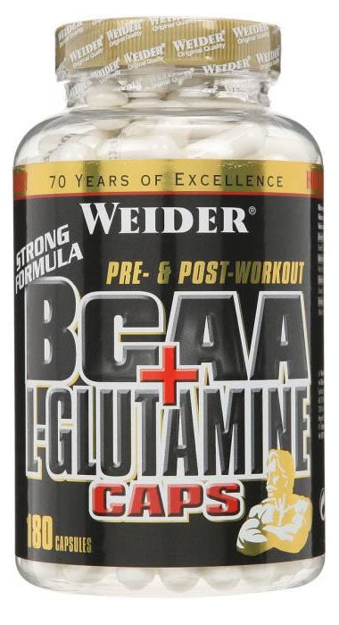 BCAA + L-Glutamine Caps — 180 cápsulas · 180 cápsulas
