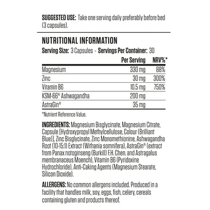 Zinc, Magnesium & Vitamin B6 +KSM66 Ashwagandha- 90 vcaps