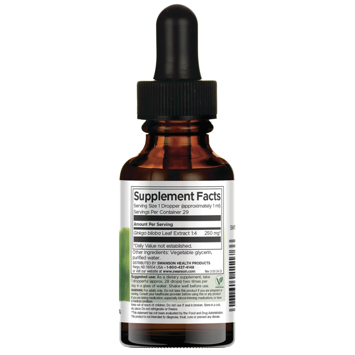 Ginkgo Biloba Liquid Extract, 250mg - 29.6 ml.