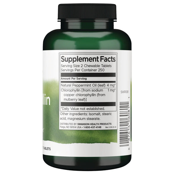 Chlorophyllin & Mint - 500 chewable tablets