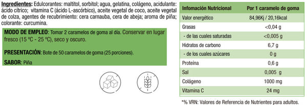 Collagen · gominolas · Pineapple Flavour — 50 gominolas