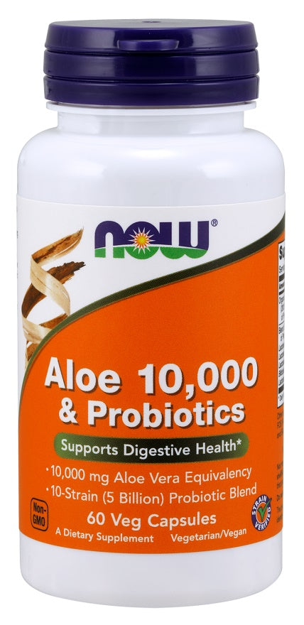 Aloe 10,000 & Probiotics — 60 cápsulas vegetales